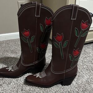 Loeffer Randal Brown Floral Western Boots